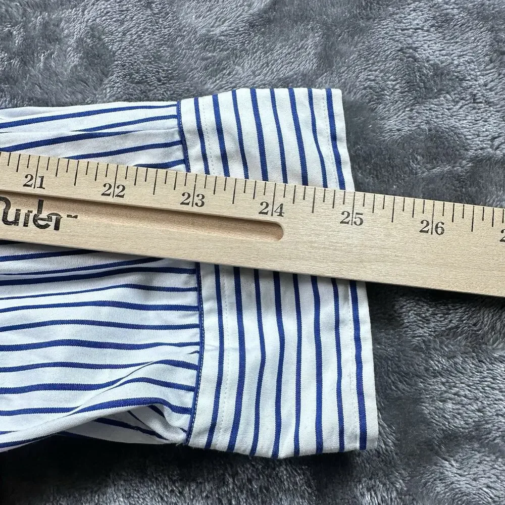 Polo Ralph Lauren Shirt Men’s 17.5” 34/35‎ White/Blue Classic Fit Striped Preppy